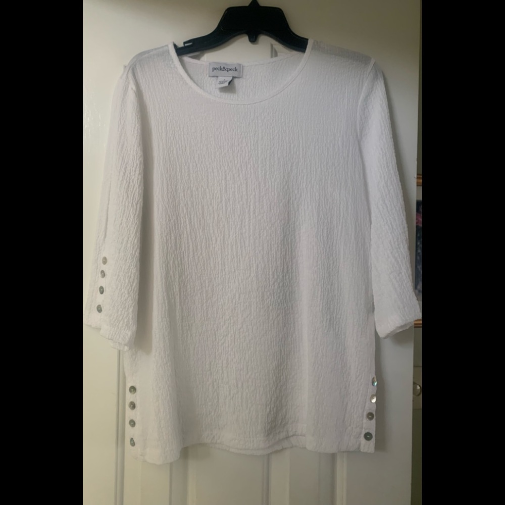 Peck & Peck White 3/4 Sleeve Top